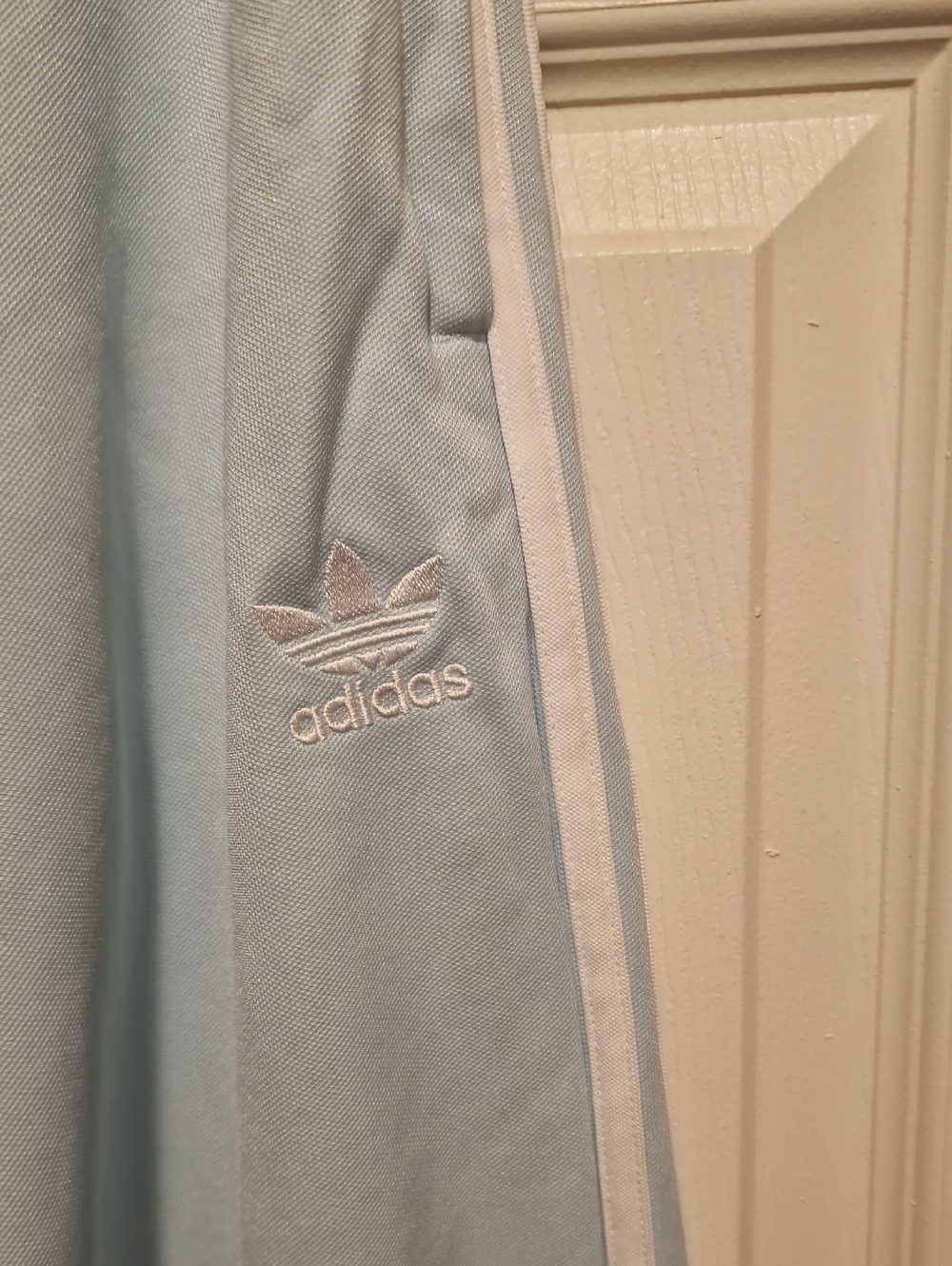 adidas Light Blue Kids Joggers with White Three Stripes - Picture 2 of 4